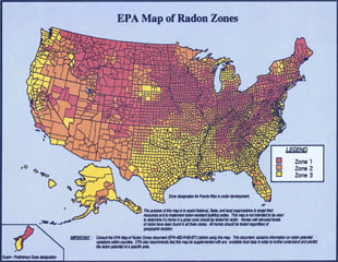 radon map Map by the U.S. Environmental Protection Agency.